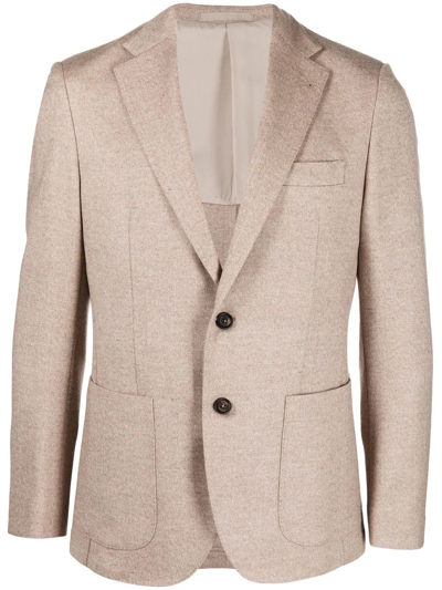 Eleventy Buttoned-up Single-breasted Blazer In Nude