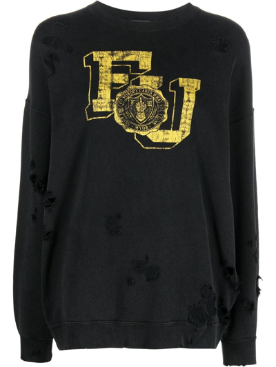 R13 Logo-print Distressed Sweatshirt In Black
