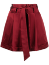 MICHELLE MASON PLEATED-DETAIL BELTED SHORTS