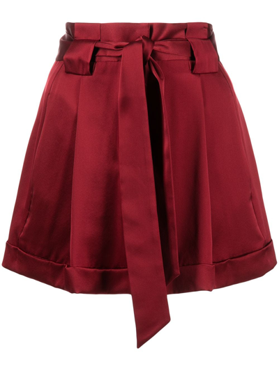 Michelle Mason Pleated-detail Belted Shorts In Rot