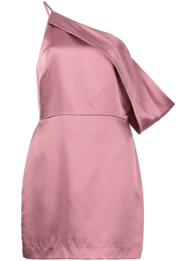 Michelle Mason Draped-shoulder Mini Dress In Antique Rose