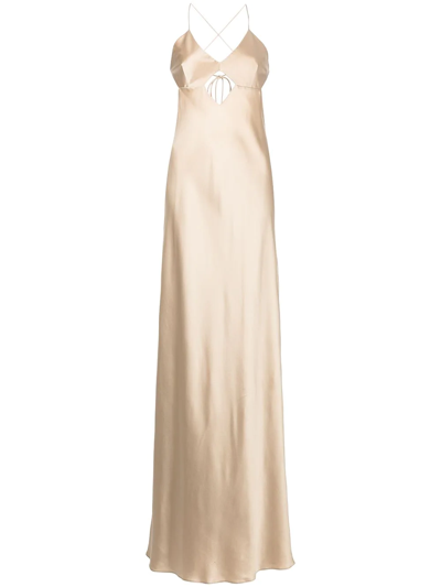 Michelle Mason Cut-out Detail Silk Gown In Rosa