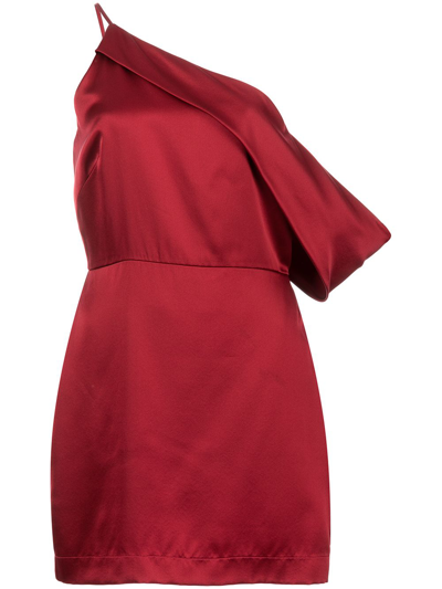 Michelle Mason Draped-shoulder Mini Dress In Rot