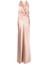 MICHELLE MASON DRAPED HALTERNECK DRESS