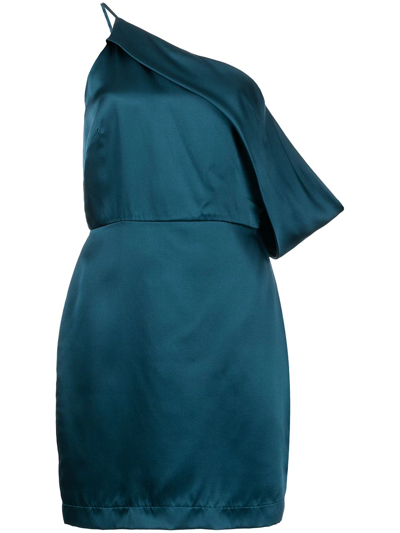 Michelle Mason Draped-shoulder Mini Dress In Blau