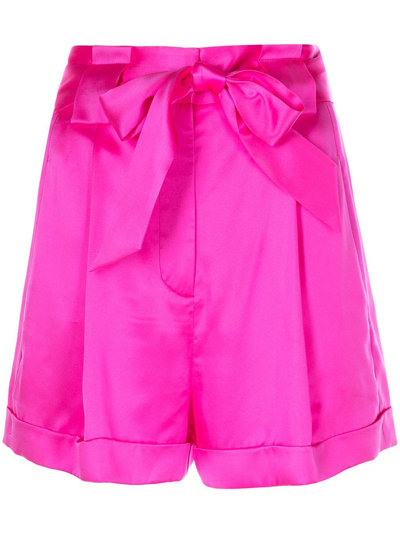 Michelle Mason Pleated-detail Belted Shorts In Rosa