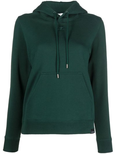 Courrèges Embroidered Logo Hoodie In Verde