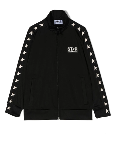 Golden Goose Logo-print Zipped Sweatshirt In Schwarz