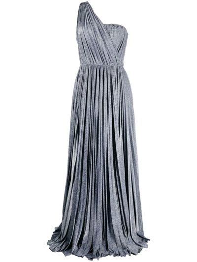 Dolce & Gabbana Glittered Off-shoulder Long Dress In Blu Scuro