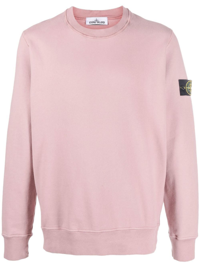 Stone Island Compass 贴花圆领卫衣 In Pink