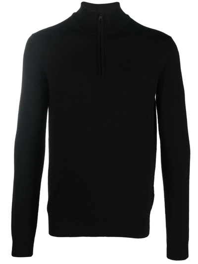 Hugo Boss Roll-neck Virgin Wool Jumper In Schwarz