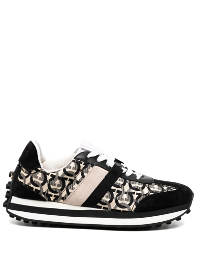 Ferragamo Black Gancini Print Low-top Trainers