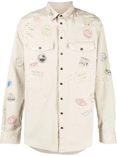 Dsquared2 Paint-print Stamp-design Shirt In Nude