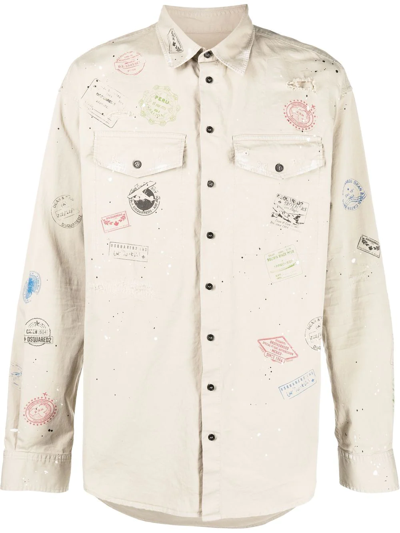 Dsquared2 Paint-print Stamp-design Shirt In White