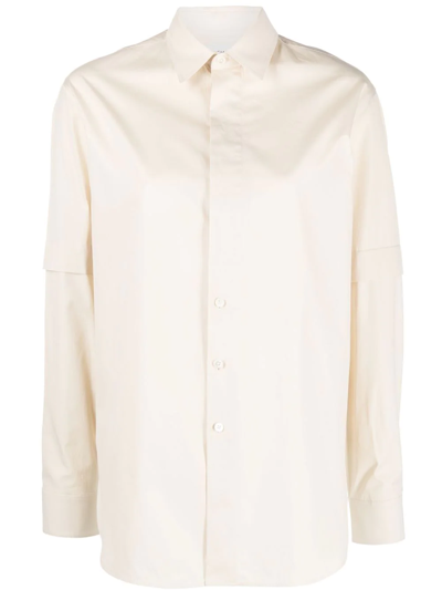 Lemaire Long-sleeve Cotton Shirt In Nude