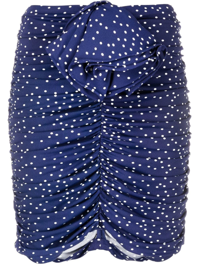 Magda Butrym Embellished Ruched Polka-dot Stretch-jersey Mini Skirt In Navy Blue
