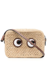 Anya Hindmarch Raffia Crossbody Bag With Iconic Eyes Applique In Nude