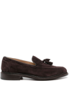 Tricker's Tassel Loafers In Luxurious Suede With Refined Detailing In Brown