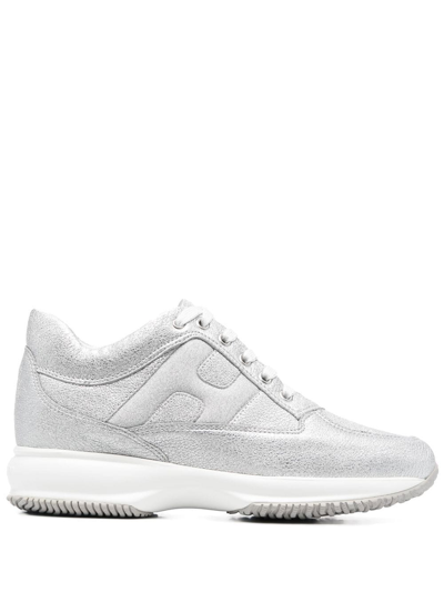 Hogan Interactive Lace-up Sneakers In Silber