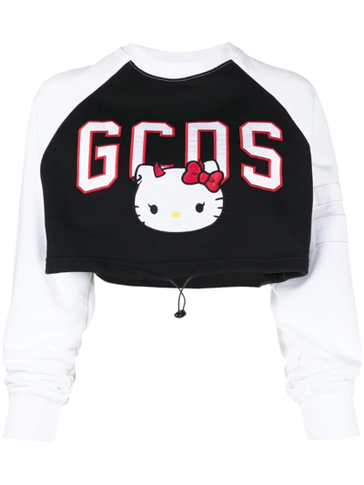 Gcds Hello Kitty Cotton Crop Sweatshirt In Multicolour