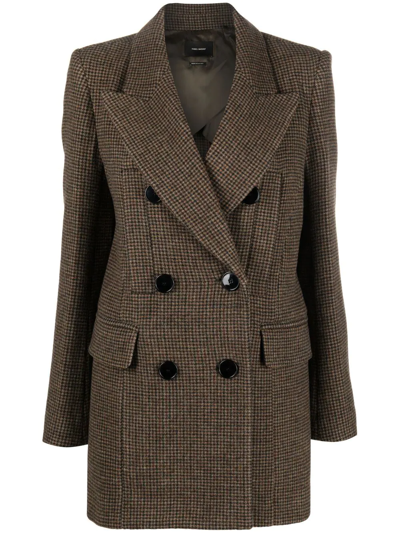 Isabel Marant Ezilea Double-breasted Checked Wool Blazer In Brown