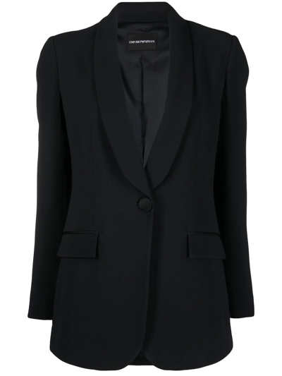 Emporio Armani Single-breasted Jersey Blazer In Black