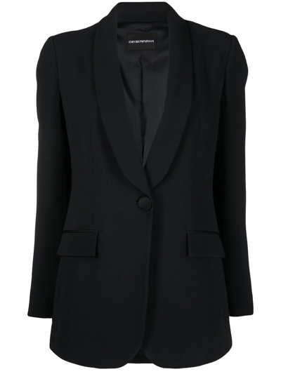 Emporio Armani Single-breasted Jersey Blazer In Blue