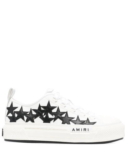 Amiri Stars Court Low Trainers In White Canvas