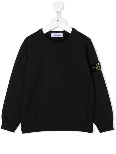 Stone Island Logo-patch Crewneck Sweatshirt In Blau