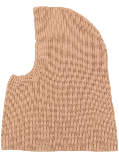 Apc Sacha Ribbed-knit Balaclava In Braun