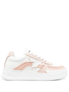 Dsquared2 Order Sneakers Matt White In Calf Leather And Rubber Candy Pink Details In Weiss