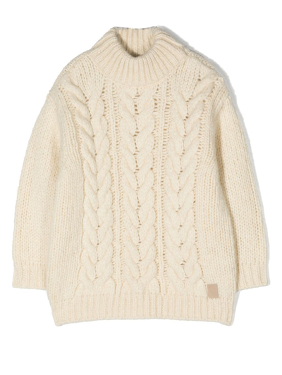 Eleventy Kids' Cable-knit Alpaca Wool Jumper In White