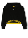 OFF-WHITE LOGO-BAND CROPPED HOODIE