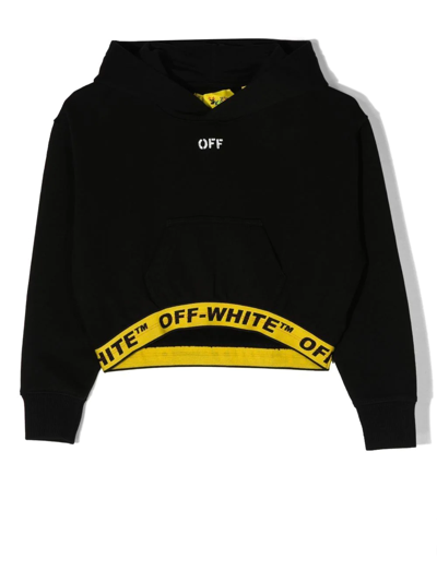 Off-white Logo-band Cropped Hoodie In Schwarz