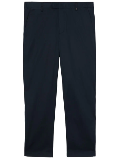 Burberry Embroidered Monogram Straight-leg Trousers In Blue