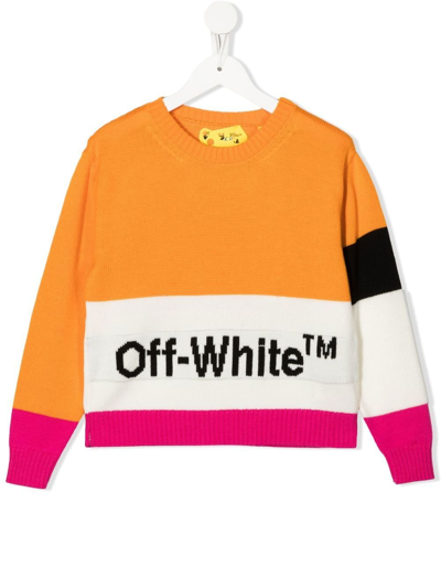 Off-white Colour-blocked Logo Jumper In Orange