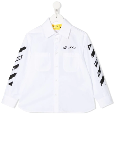 Off-white Logo-print Cotton Shirt In Weiss