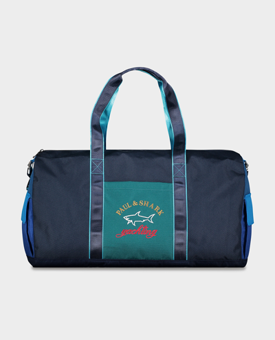Paul & Shark Color Block Duffle With Embroidered Logo In Blue
