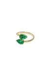 Ettika Crystal Teardrop Wrap Ring In Green