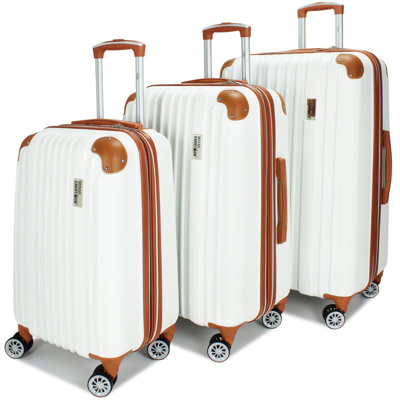 Travellty Miami Carryon Collins 3 Piece Expandable Retro Luggage Set In White