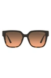 Michael Kors 54mm Gradient Square Sunglasses In Black Dark Tort/ Grey