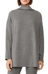 Eileen Fisher High Funnel Neck Tunic Sweater In Ash