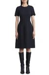 Lafayette 148 Short-sleeve Pintuck Fit-&-flare Dress In Black