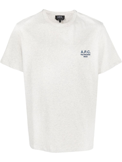 Apc Logo-embroidered Cotton T-shirt In White