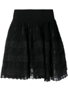 Alaïa Woman High Waist Black Fluid Short Skirt In Black