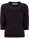 ALESSANDRA RICH STUDDED KNITTED TOP