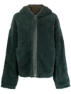 Rick Owens Shearling Sealed Windbreaker Jacket In Green
