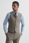 Reiss Rope Wool Textured Waistcoat In Light Brown