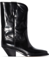 Isabel Marant Leyane Texan Ankle Boots In Black Leather In Black