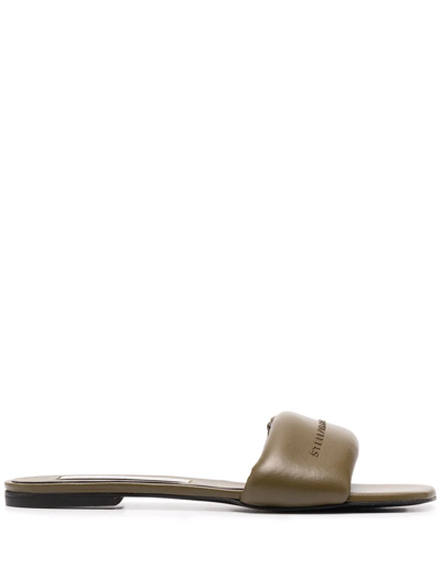 Stella Mccartney Signature Flat Sandals In Green